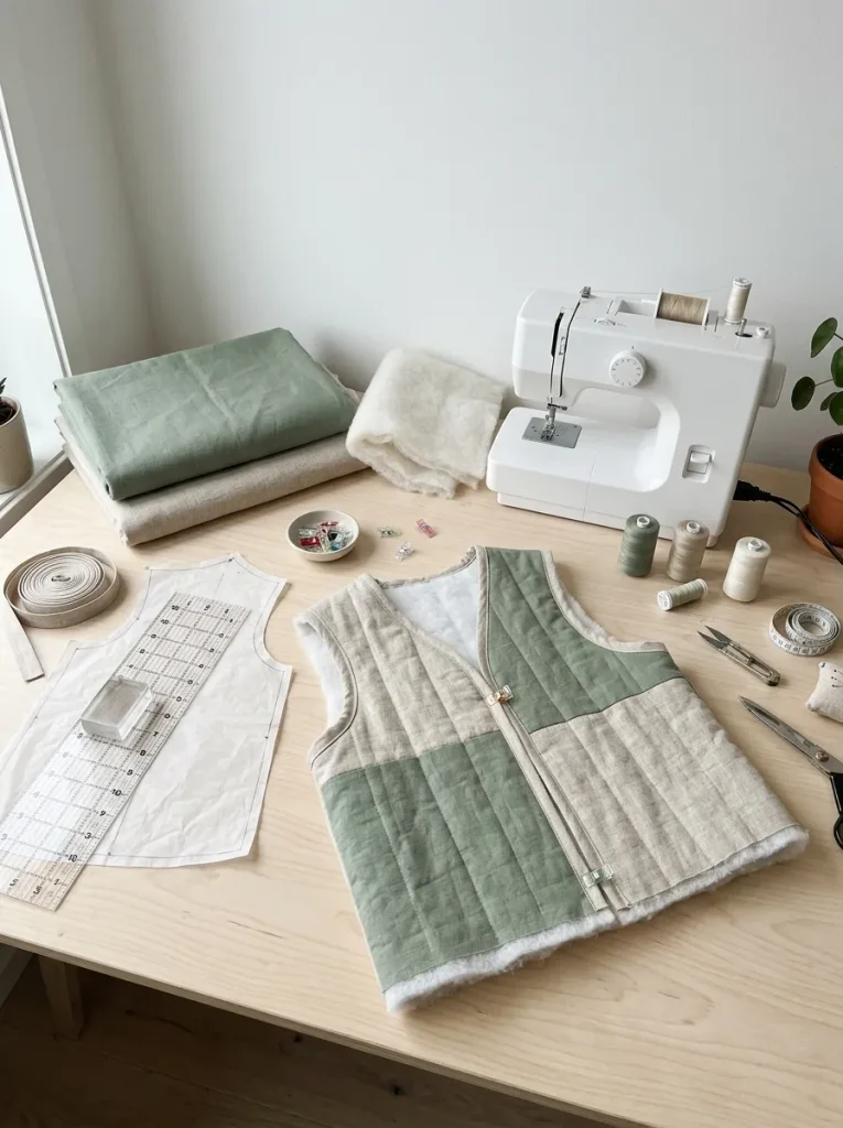 15 cozy scandinavian quilted jackets and vests ideas for beginner sewing projects.