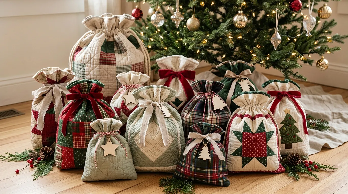 15 quilted christmas gift bag ideas