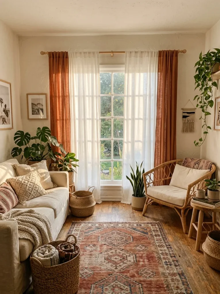  6 best boho curtains for bedrooms and living rooms using layered sheer and earthy curtain panels