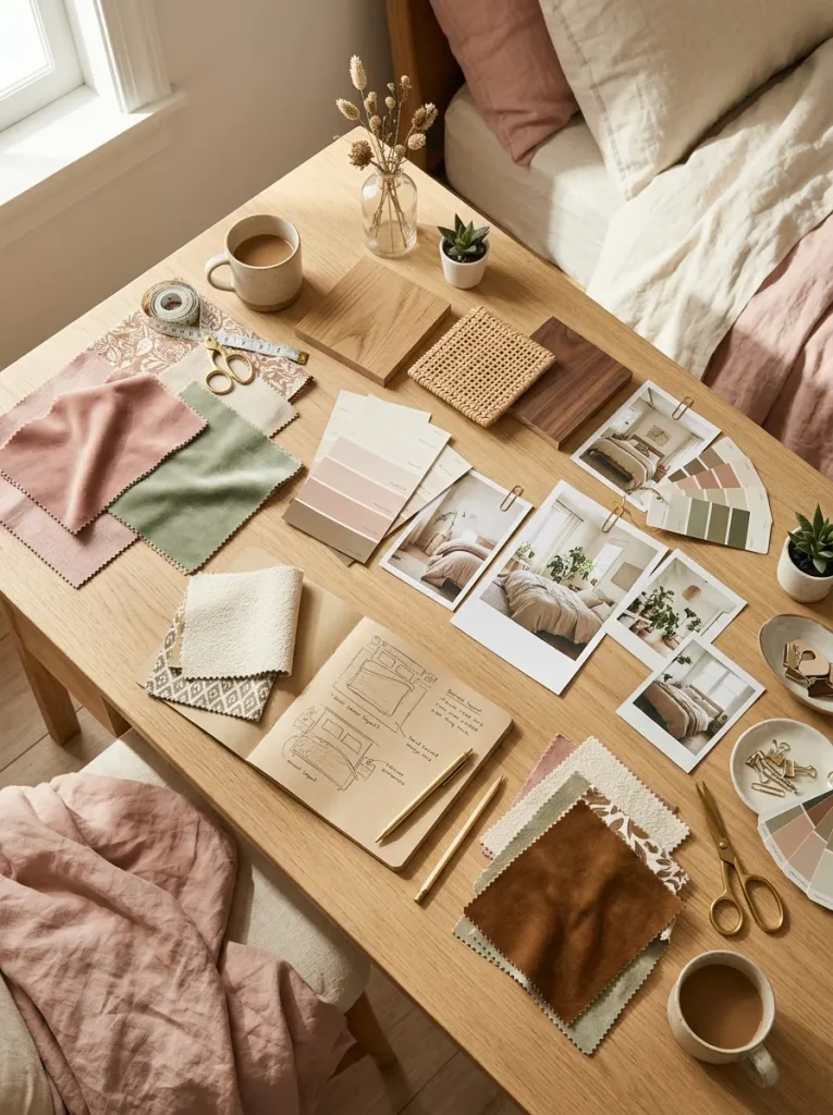 Bedroom design workspace with co