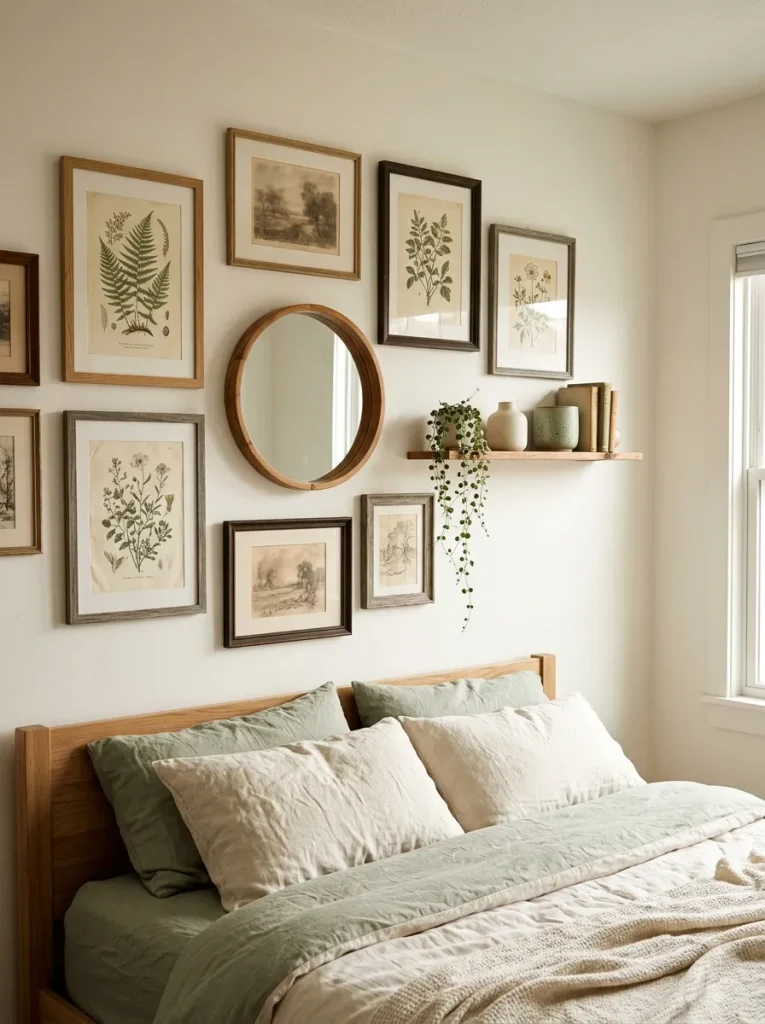 Decorating bedroom wall with art