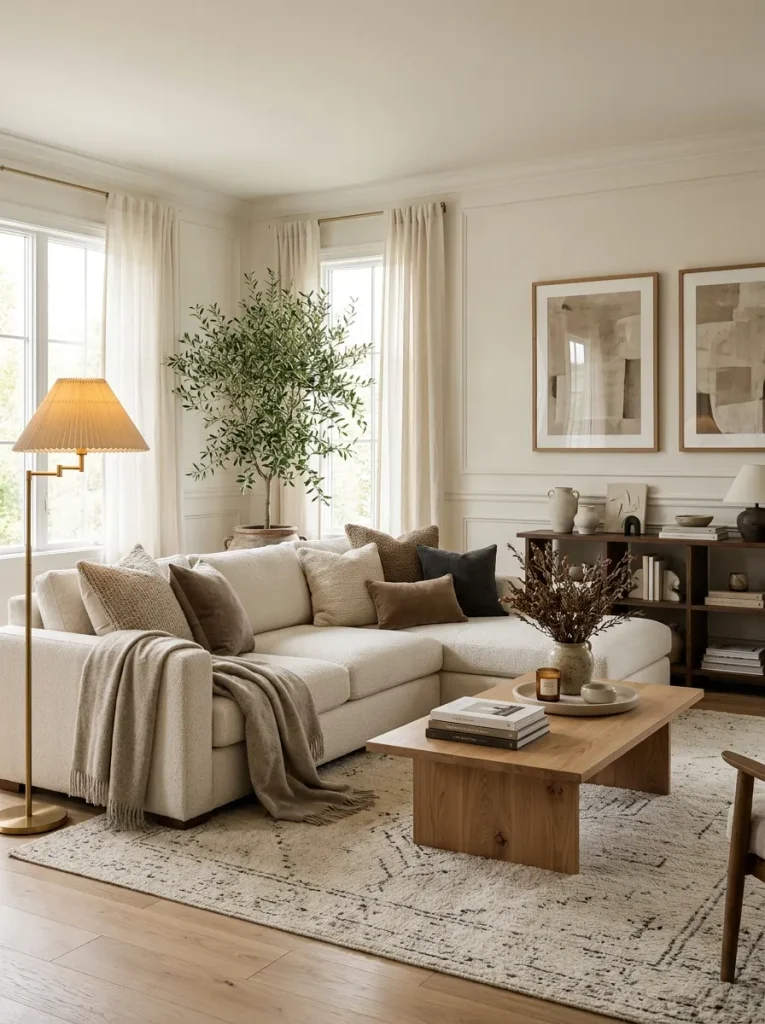 Elegant cozy room makeover with layered decor