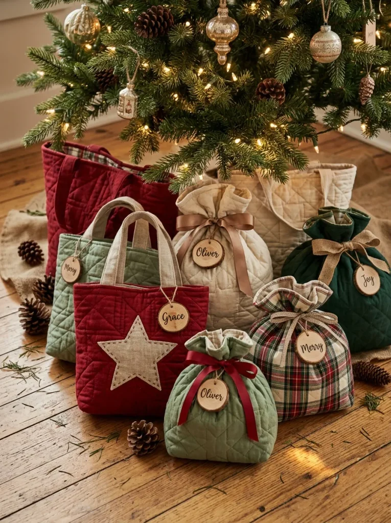styled 15 quilted christmas gift bag ideas under Christmas tree